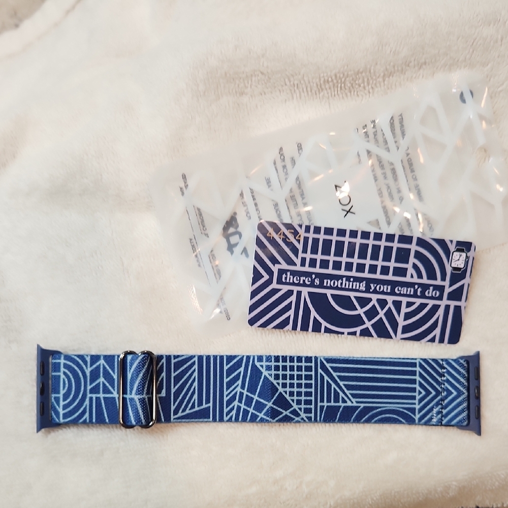 Blue Geometric Patterned Watch Band